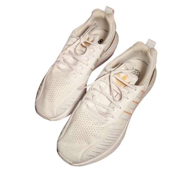 Adidas Swift Run Running Shoes Ladies 9 1/2 White w/ Copper Trim GYM Trainers - Picture 1 of 7